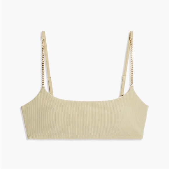 WeWoreWhat x Revolve Chain Cami bra top Gold Hardware Ribbed Khaki Size Medium - Picture 14 of 14